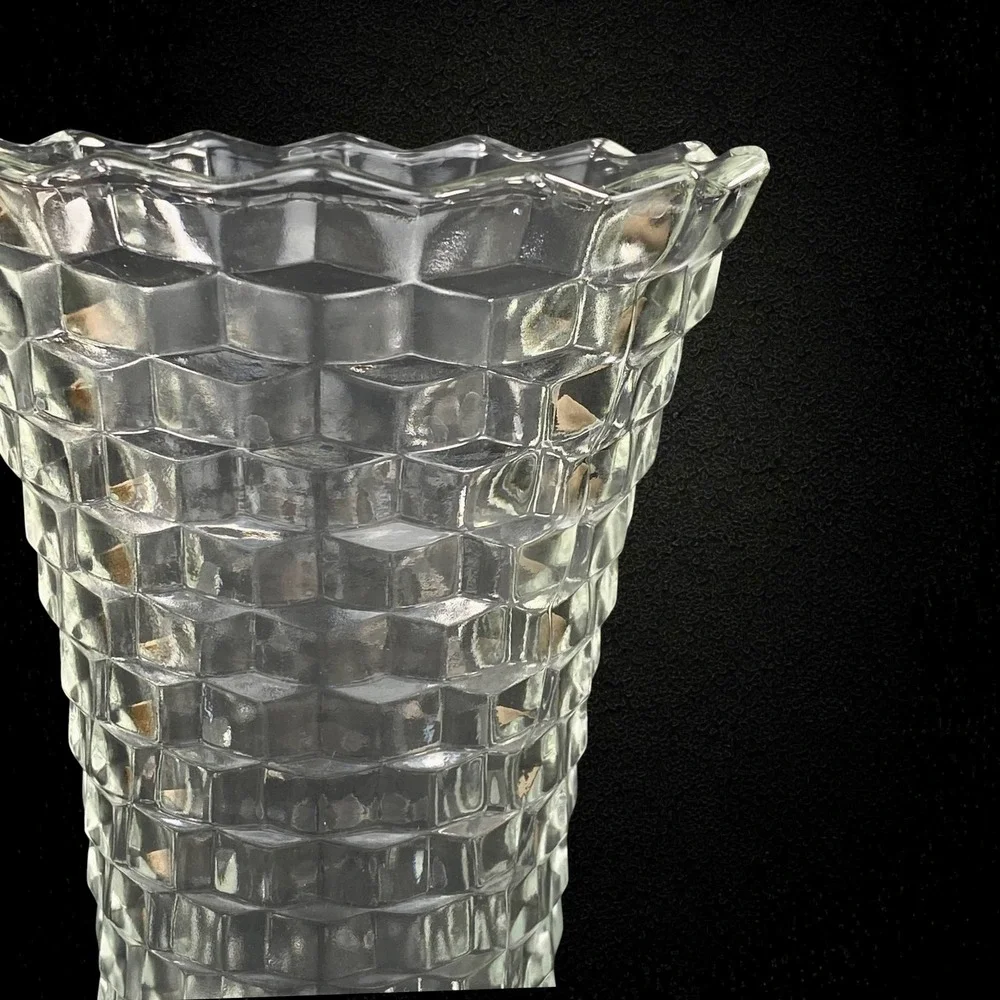 Homco Cubist Glass Flower Vase Geometric Midcentury Vintage 1970s